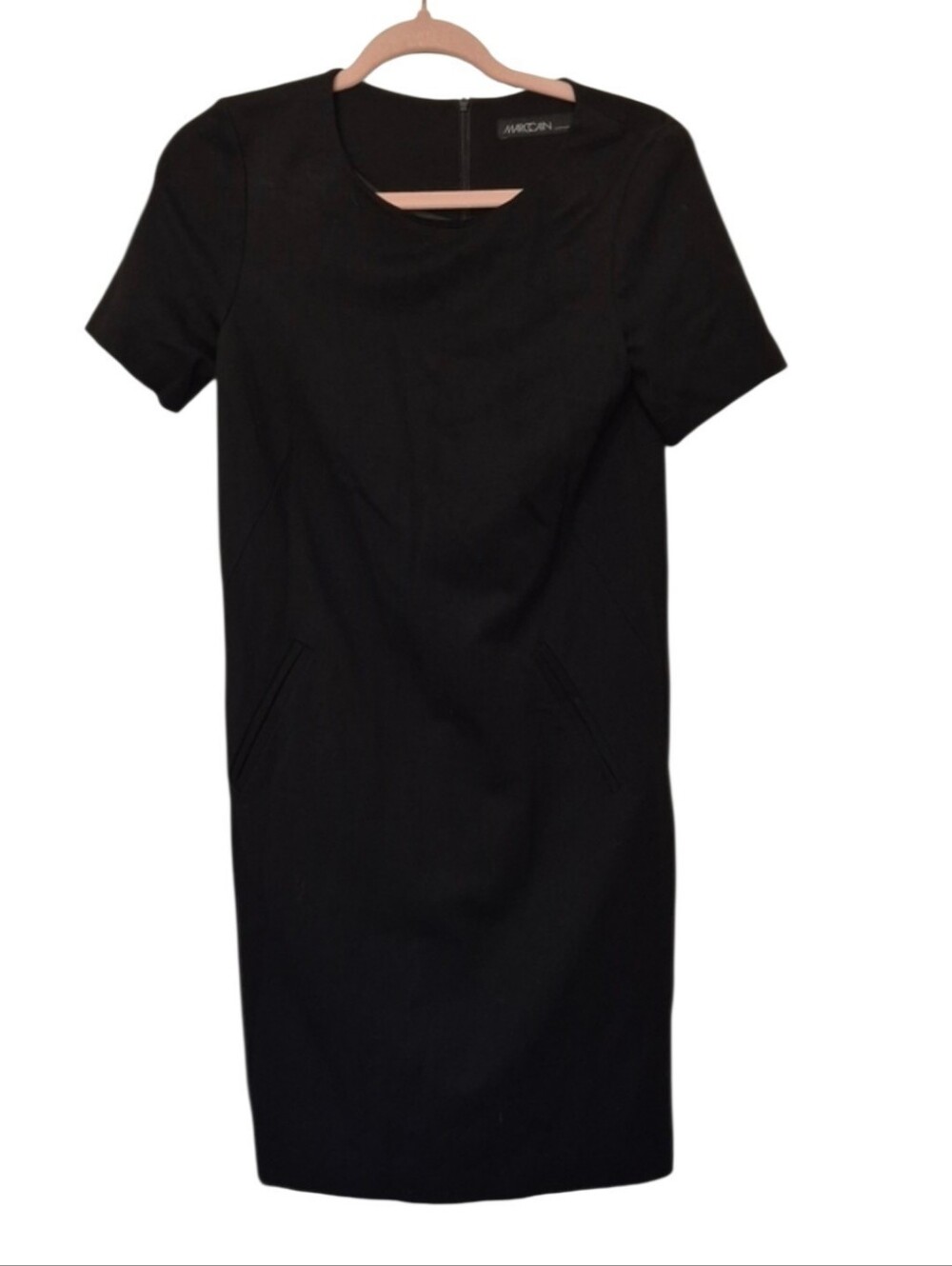 Marc Cain Black Short Sleeve Sheath Dress Size N1 380 Minimalist Career